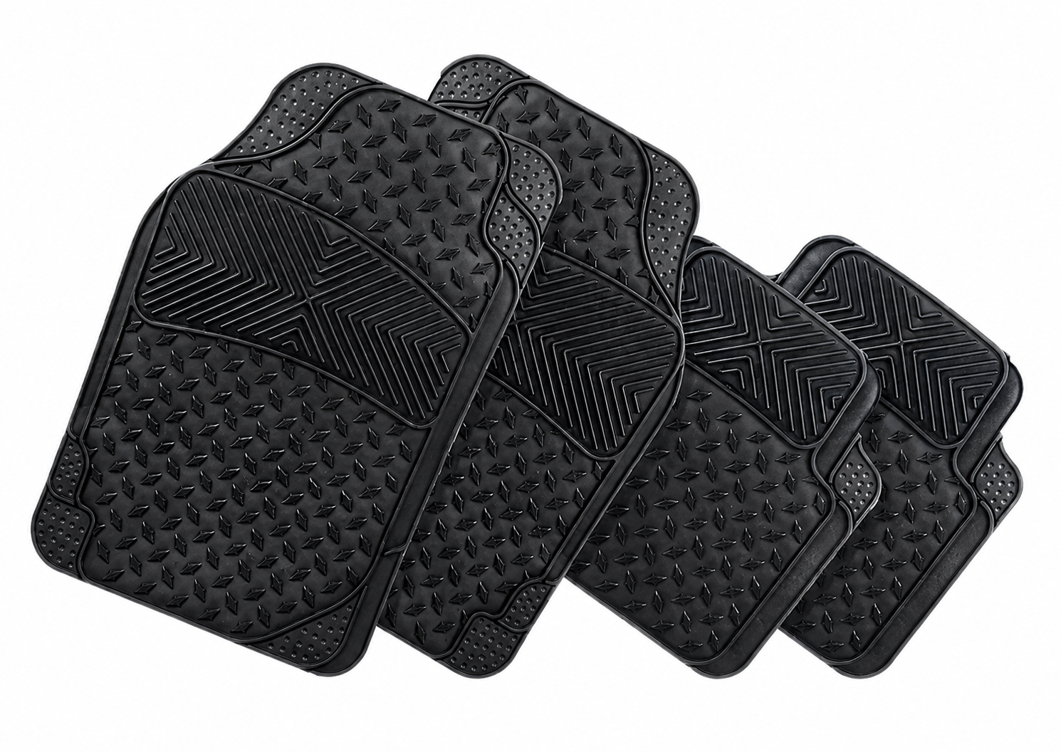 Universal Heavy-Duty All-Weather 4-Piece Rubber Floor Mat Set